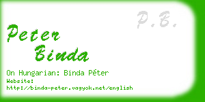 peter binda business card